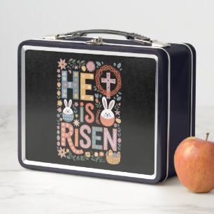 Er ist auferstanden Jesus Floral Süßer Osterhase K Metall Brotdose