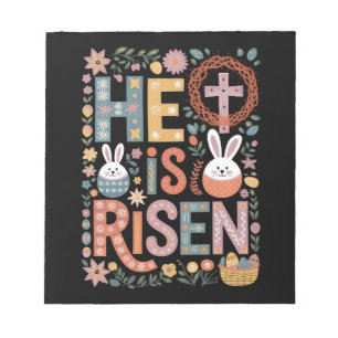 Er ist auferstanden Jesus Floral Süßer Osterhase K Notizblock