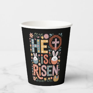 Er ist auferstanden Jesus Floral Süßer Osterhase K Pappbecher