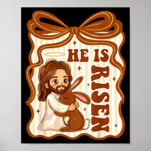 Er ist auferstanden Jesus Kaninchen christliches O Poster