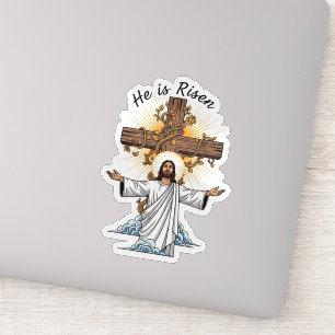 Er ist auferstanden Jesus Kreuz Ostern Glaube Aufk Aufkleber