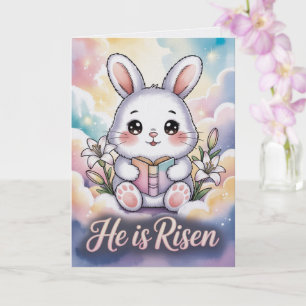 Er ist auferstanden Kawaii-Hasen-Osterkarte Karte