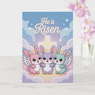 Er ist auferstanden Kawaii Osterkarte Süßer Hase Karte