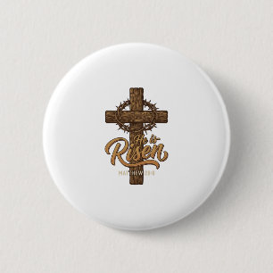 Er ist auferstanden Kreuz Dornenkrone Christliches Button
