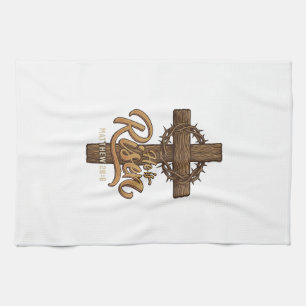 Er ist auferstanden Kreuz Dornenkrone Christliches Geschirrtuch