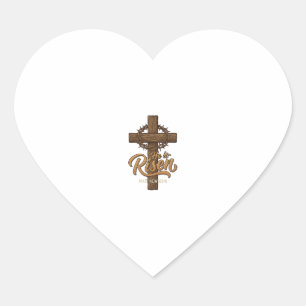 Er ist auferstanden Kreuz Dornenkrone Christliches Herz-Aufkleber