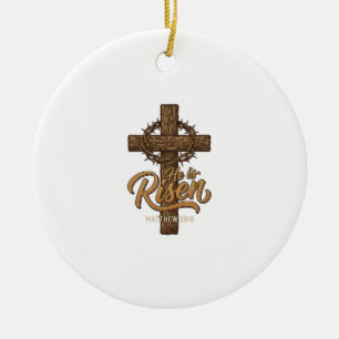 Er Ist Auferstanden Kreuz Dornenkrone Christliches Keramik Ornament