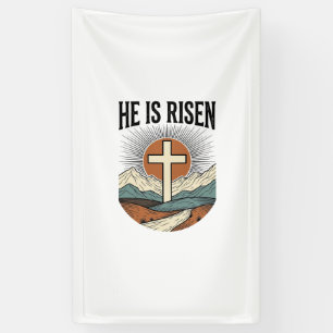 Er ist auferstanden Kreuz Sonnenaufgang Christlich Banner
