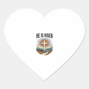 Er ist auferstanden Kreuz Sonnenaufgang Christlich Herz-Aufkleber
