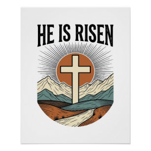 Er ist auferstanden Kreuz Sonnenaufgang Christlich Poster