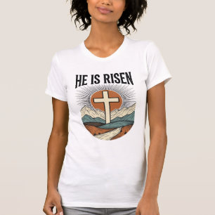 Er ist auferstanden Kreuz Sonnenaufgang Christlich T-Shirt
