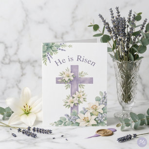 Er ist auferstanden Ostern 2026 Religiöses florale Feiertagskarte