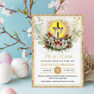 Er ist auferstanden Ostern Aquarell Blumen, Religi Ankündigung