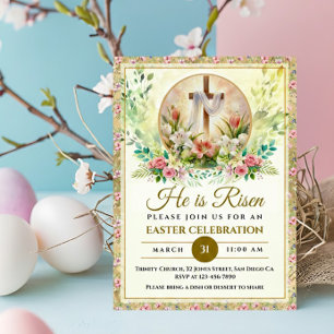 Er ist auferstanden Ostern Aquarell Blumen, Religi Ankündigung
