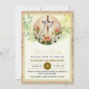 Er ist auferstanden Ostern Aquarell Blumen, Religi Feiertagskarte