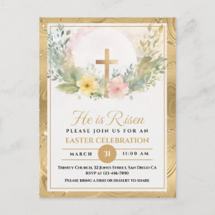 Er ist auferstanden Ostern Aquarell Blumen, Religi Feiertagspostkarte