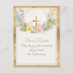 Er ist auferstanden Ostern Aquarell Blumen, Religi Feiertagspostkarte