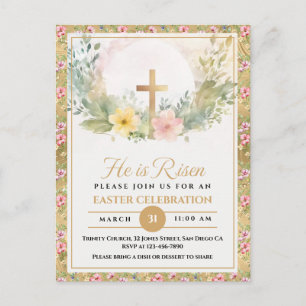 Er ist auferstanden Ostern Aquarell Blumen, Religi Feiertagspostkarte