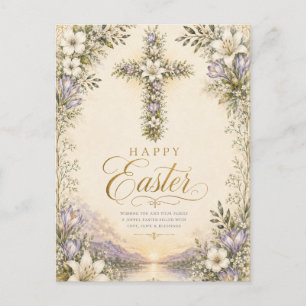 Er ist auferstanden Ostern, Elegantes florales Kre Postkarte