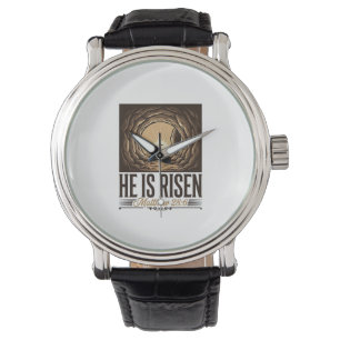 Er ist auferstanden Ostern Grab Kreuz Vintage Chri Armbanduhr