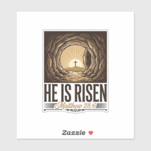 Er ist auferstanden Ostern Grab Kreuz Vintage Chri Aufkleber
