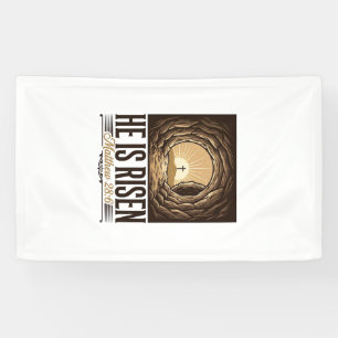 Er ist auferstanden Ostern Grab Kreuz Vintage Chri Banner