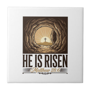 Er ist auferstanden Ostern Grab Kreuz Vintage Chri Fliese