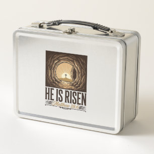Er ist auferstanden Ostern Grab Kreuz Vintage Chri Metall Brotdose