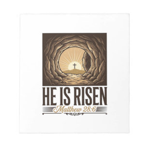 Er ist auferstanden Ostern Grab Kreuz Vintage Chri Notizblock
