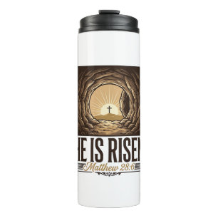 Er ist auferstanden Ostern Grab Kreuz Vintage Chri Thermosbecher