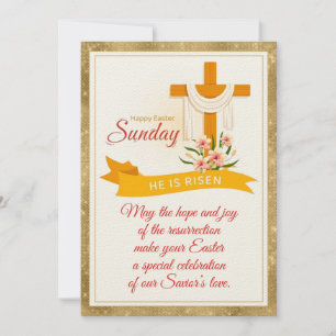 Er ist auferstanden Ostern Kreuz, Blumen, Elegante Ankündigung