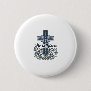 Er ist auferstanden Ostern Kreuz Vintage Vektor Button