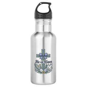 Er ist auferstanden Ostern Kreuz Vintage Vektor Edelstahlflasche