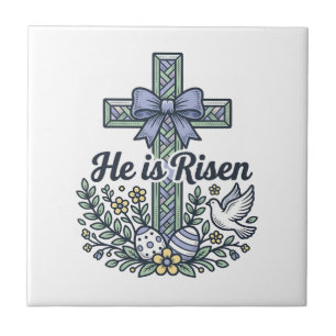 Er ist auferstanden Ostern Kreuz Vintage Vektor Fliese