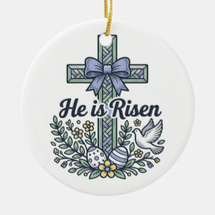 Er ist auferstanden Ostern Kreuz Vintage Vektor Keramik Ornament