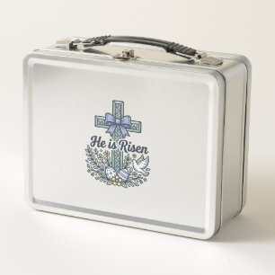 Er ist auferstanden Ostern Kreuz Vintage Vektor Metall Brotdose