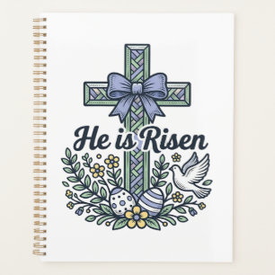 Er ist auferstanden Ostern Kreuz Vintage Vektor Planer