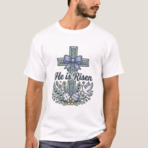 Er ist auferstanden Ostern Kreuz Vintage Vektor T-Shirt