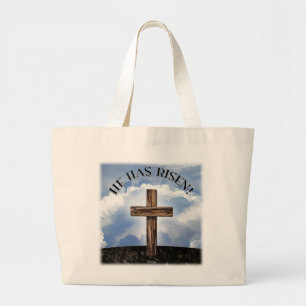 Er ist auferstanden Rugged Cross Himmel Jumbo Stoffbeutel