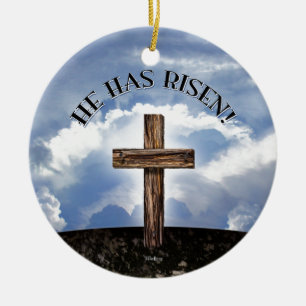 Er ist auferstanden Rugged Cross Himmel Keramik Ornament
