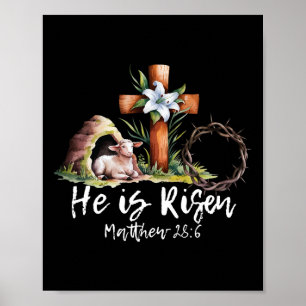 Er ist auferstanden Schaf Lamm Kreuz Jesus Christ  Poster