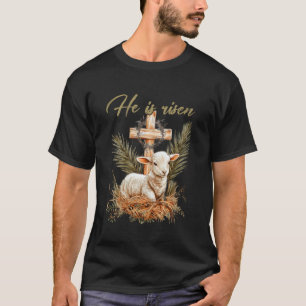 Er ist auferstanden Schaf Lamm Kreuz Jesus Christl T-Shirt