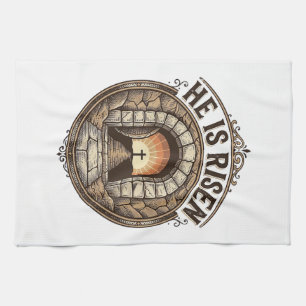 Er Ist Auferstanden Vintage Ostern Kreuz Shirt Geschirrtuch