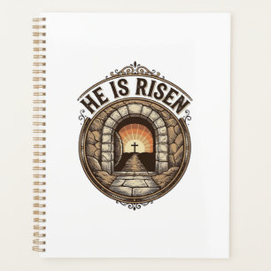 Er ist auferstanden Vintage-Ostern-Kreuz-Shirt Planer