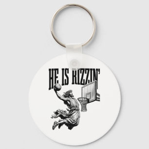 Er ist Basketball Rizzin Shirt Ostern Christlich Schlüsselanhänger