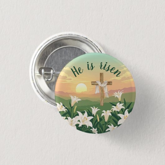 Er ist Christlich Ostern aufgestanden Button (Vorne & Hinten)