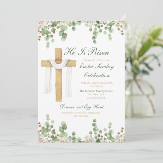 Er ist Christlich Ostern verschont Einladung (Stehend Vorderseite)