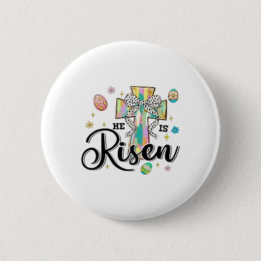Er ist Christlich östlich von Coquette Crow Bow Ei Button (Vorderseite)