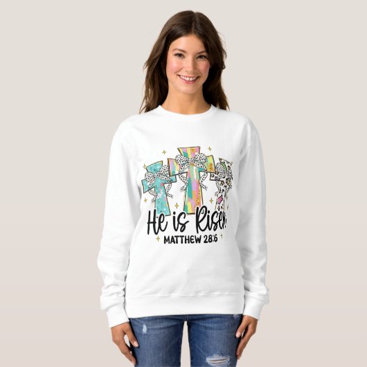 Er ist Christlicher Osterbibelverse Sweatshirt (Vorne ganz)
