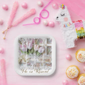 Er ist Christlicher Risen Oaster Tulip Cross Vinta Pappteller (Party)